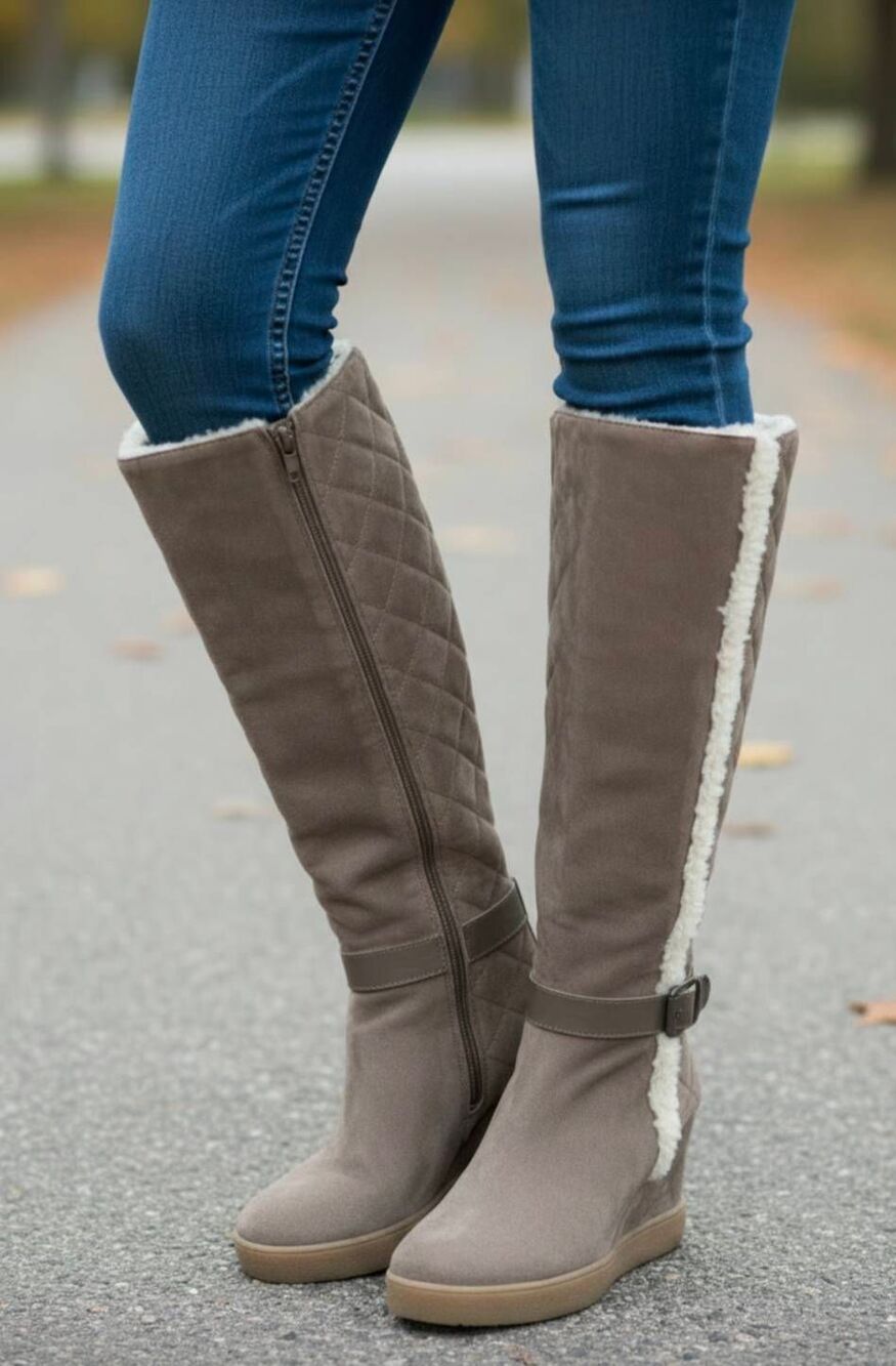 AQUATALIA Callie Shearling Wedge Boot Size 7.5